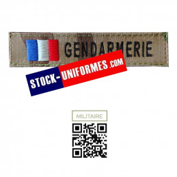 Bande patronyme GENDARMERIE TRICOLORE sur tissu camouflage