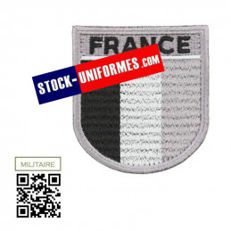Ecusson tricolore Militaire brodé BASSE VISIBILITE NOIR France sur velcro tour noir