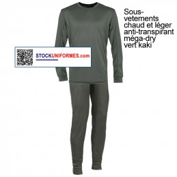 Ensemble Sous-vêtements 1 sweat plus 1 caleçon long vert foncé léger et chaud anti-transpirant