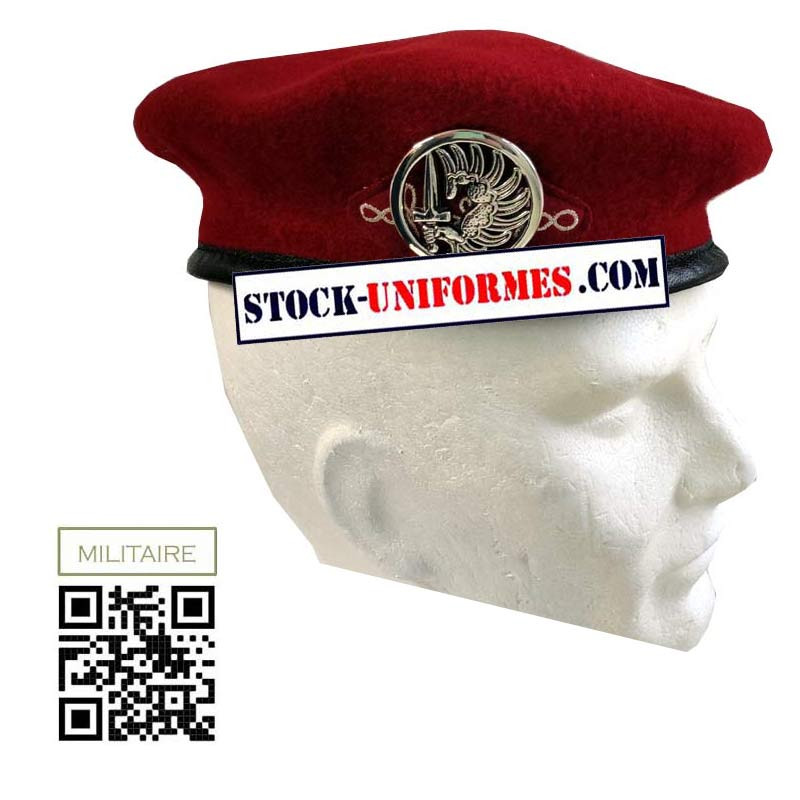 Béret Rouge Parachutiste Armée Française 1er RHP avec insigne et hongroise