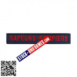 Ecusson patronyme SAPEURS-POMPIERS Tissu bleu foncé brodé Rouge suer velcro
