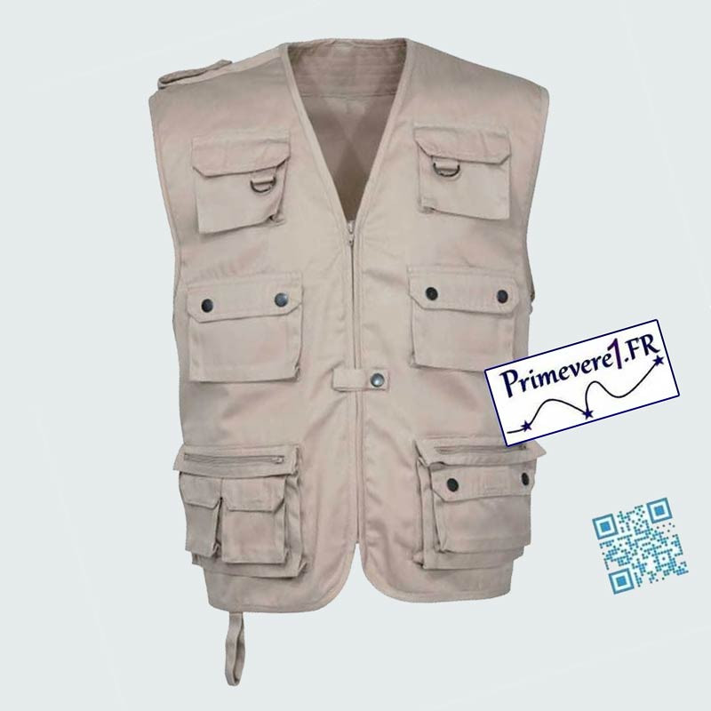 Gilet BEIGE multi poches - reporter