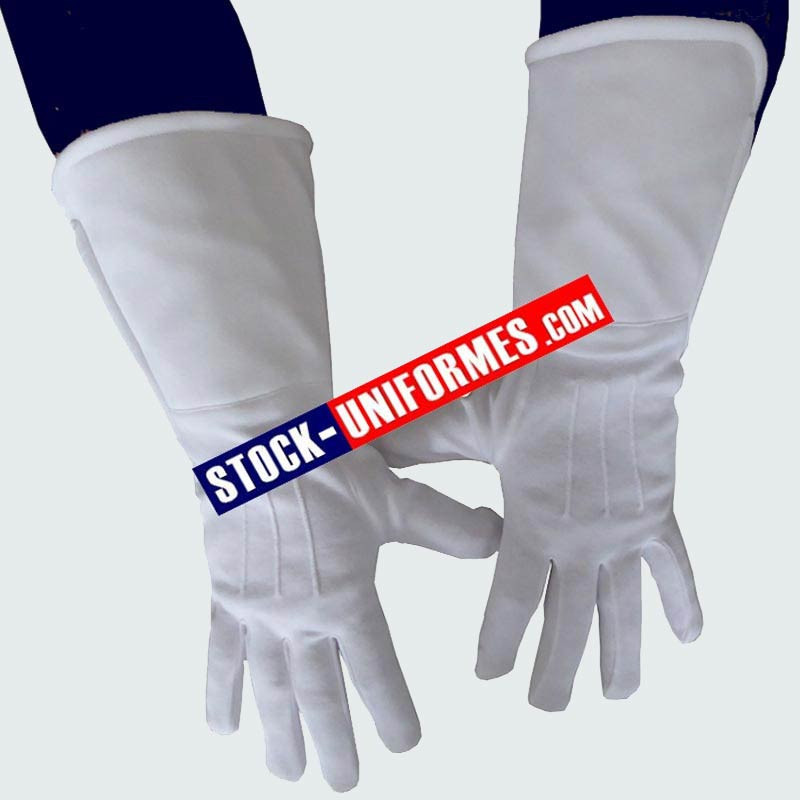 Paire de Crispins avec gant blanc 3 baguettes pour cérémonie garde au drapeau
