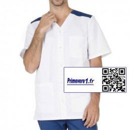 Valentin tunique médicale Homme couleur blanche et bleu marine