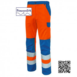 Pantalon de travail Fluo orange et bleu bugatti classe 2