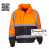 Blouson orange fluo et bleu foncé bandes rétro