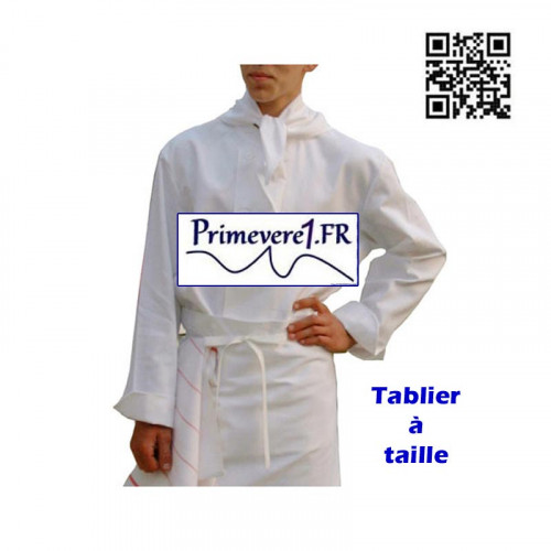 Tablier cuisinier à taille coton blanc