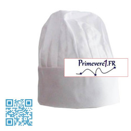 Toque cuisinier en tissu de coton blanc primevere