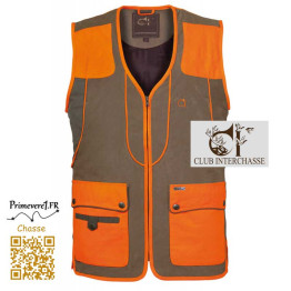 Gilet De Chasse Sans Manches Mixte – Couleur Orange/vert, Coton, Nombreuses Poches Et Carnier Arrière – Taille S à 3XL – Idéal Plein Air
