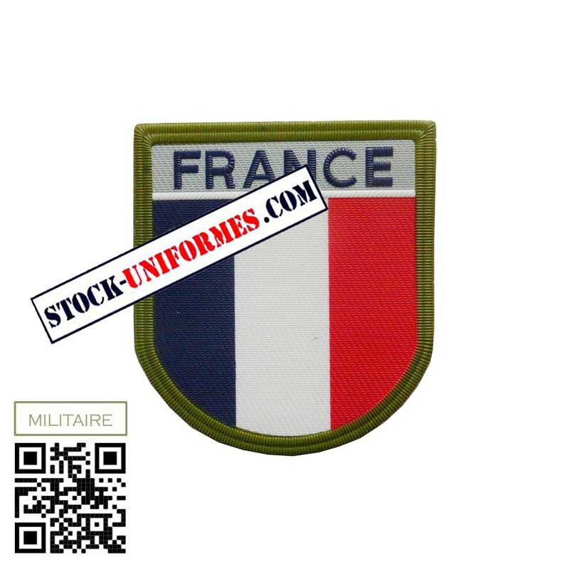 Ecusson tricolore Militaire plastique France sur velcro tour Kaki