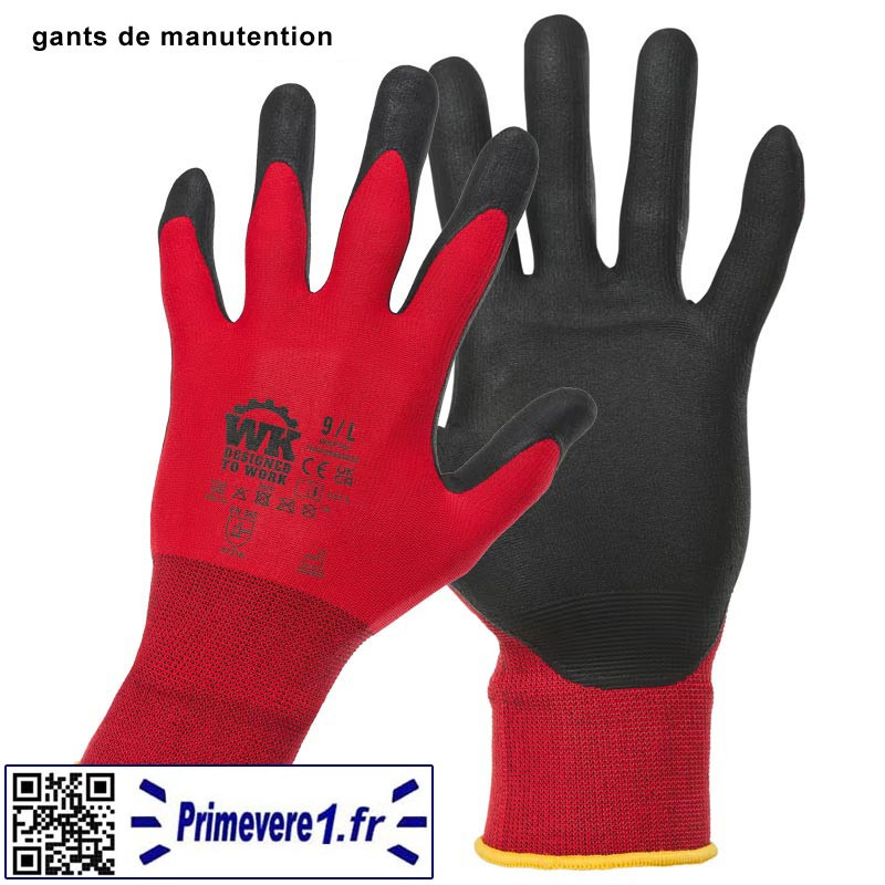 Gants de manutention de précision Rouge avec enduction en micro mousse de nitrile