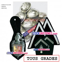 Pack vareuse Gendarmerie Départementale boutons ecussons de col galons de manches Insigne de Région grade au choix